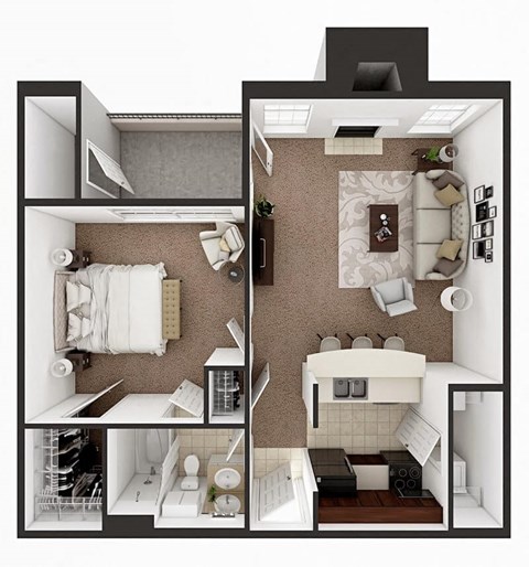 Floor plan for 1 bed, 1 bath, 792 sqft